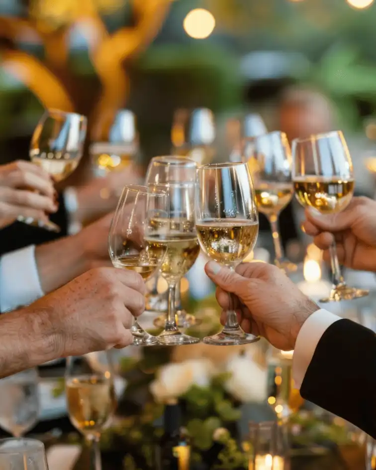 persone che brinadno con bicchieri di champagne