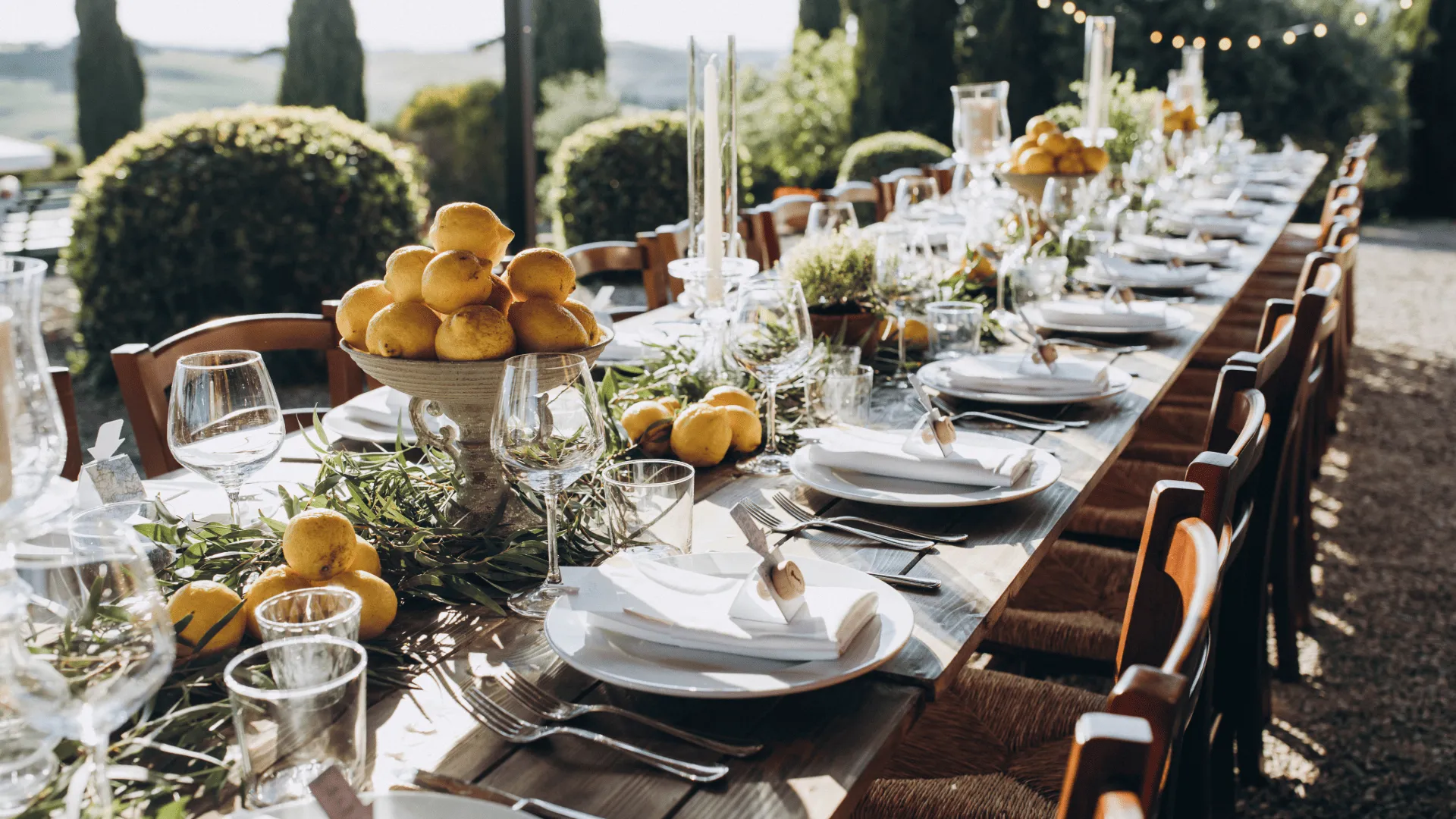 table set for wedding in Tuscany