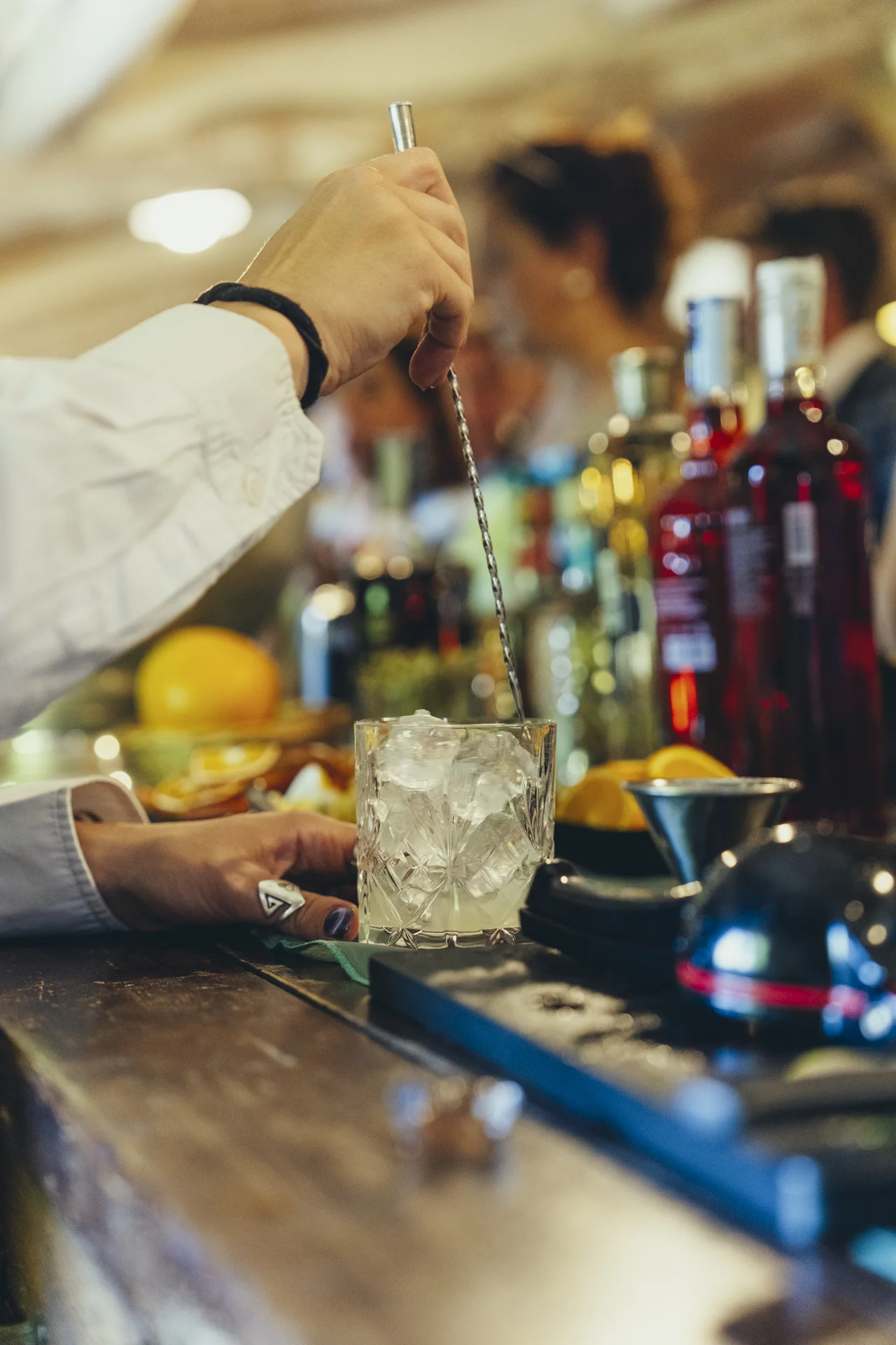 bartender serving a drink