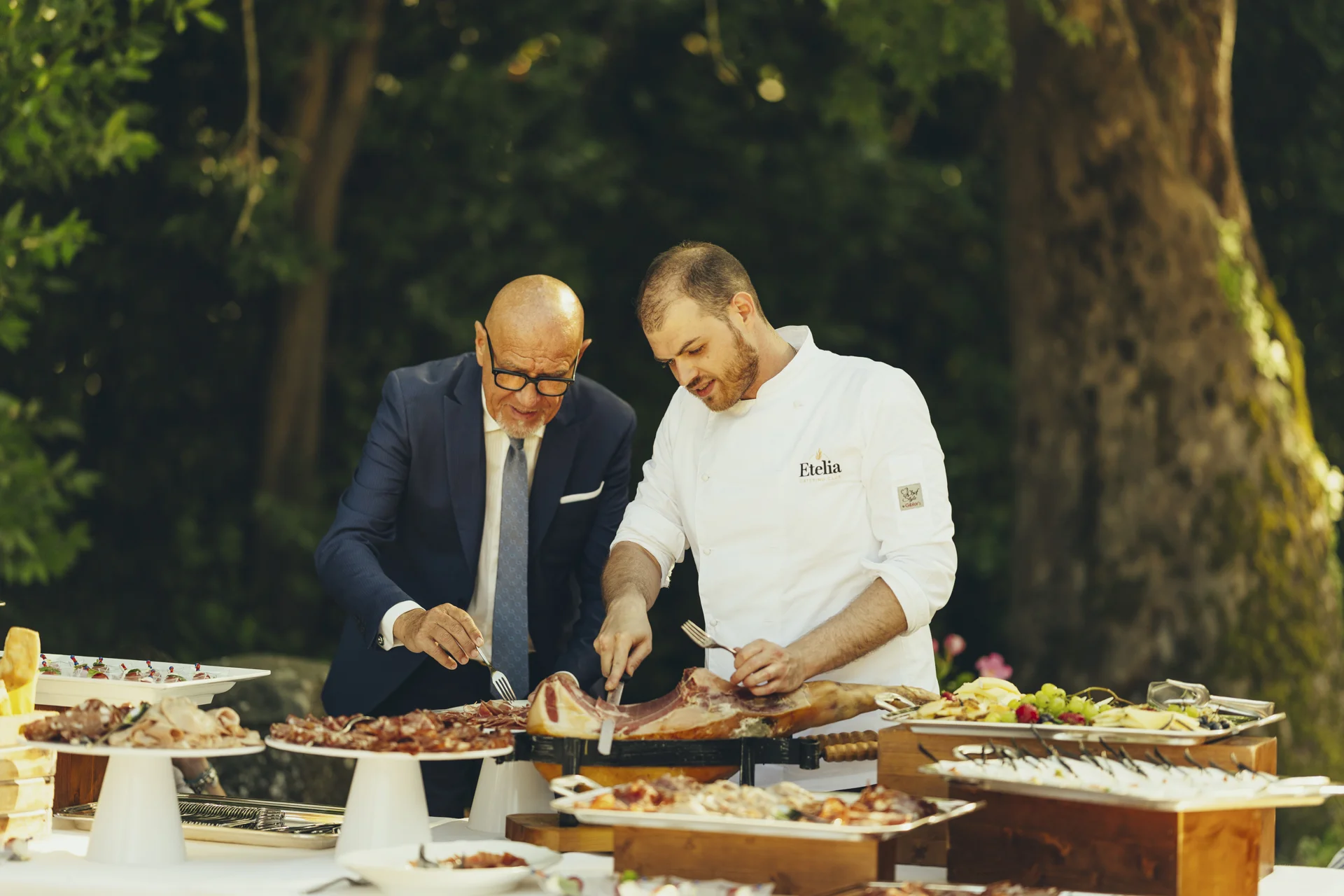 chef serving parma ham
