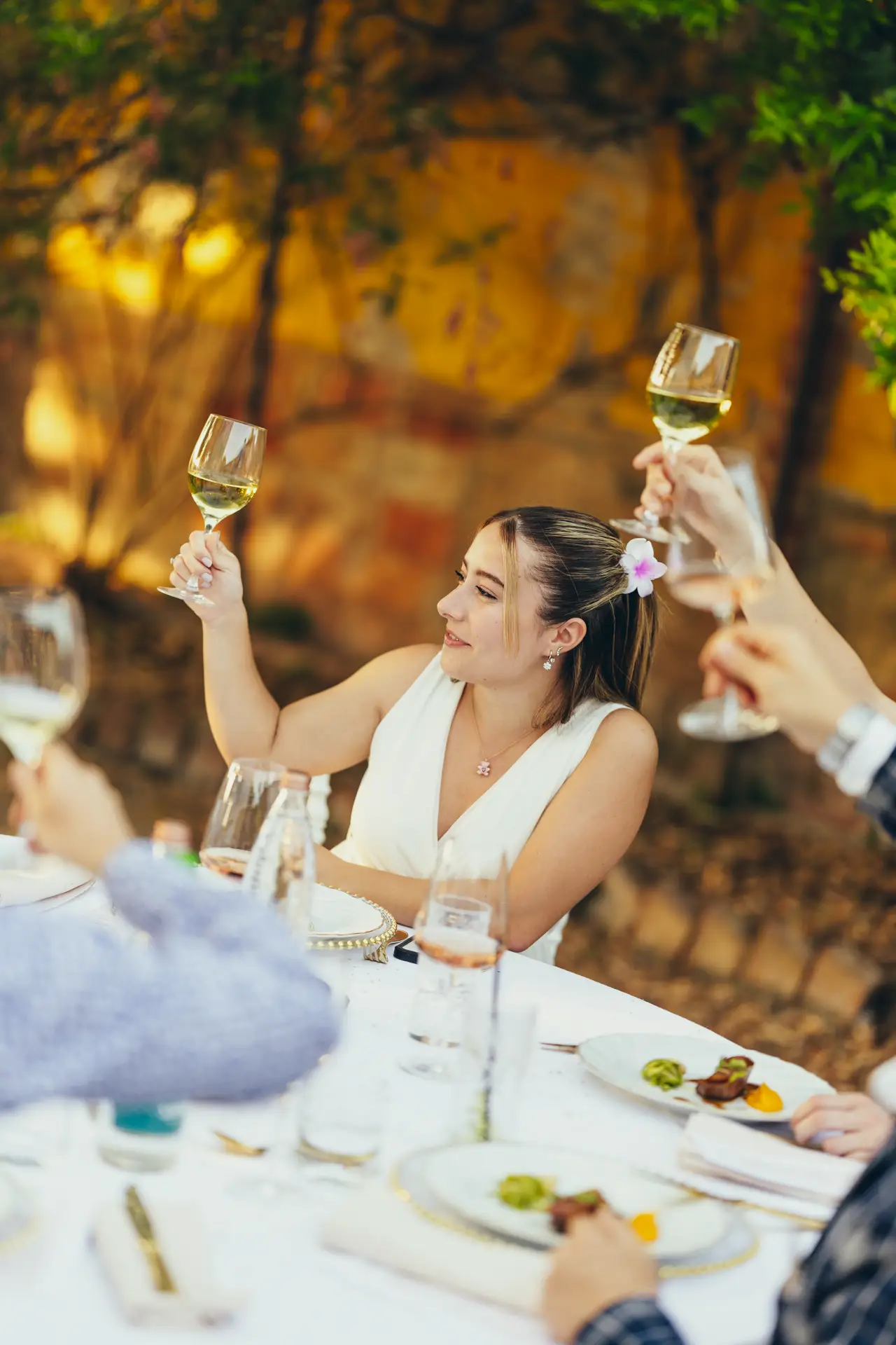 People toasting at a wedding