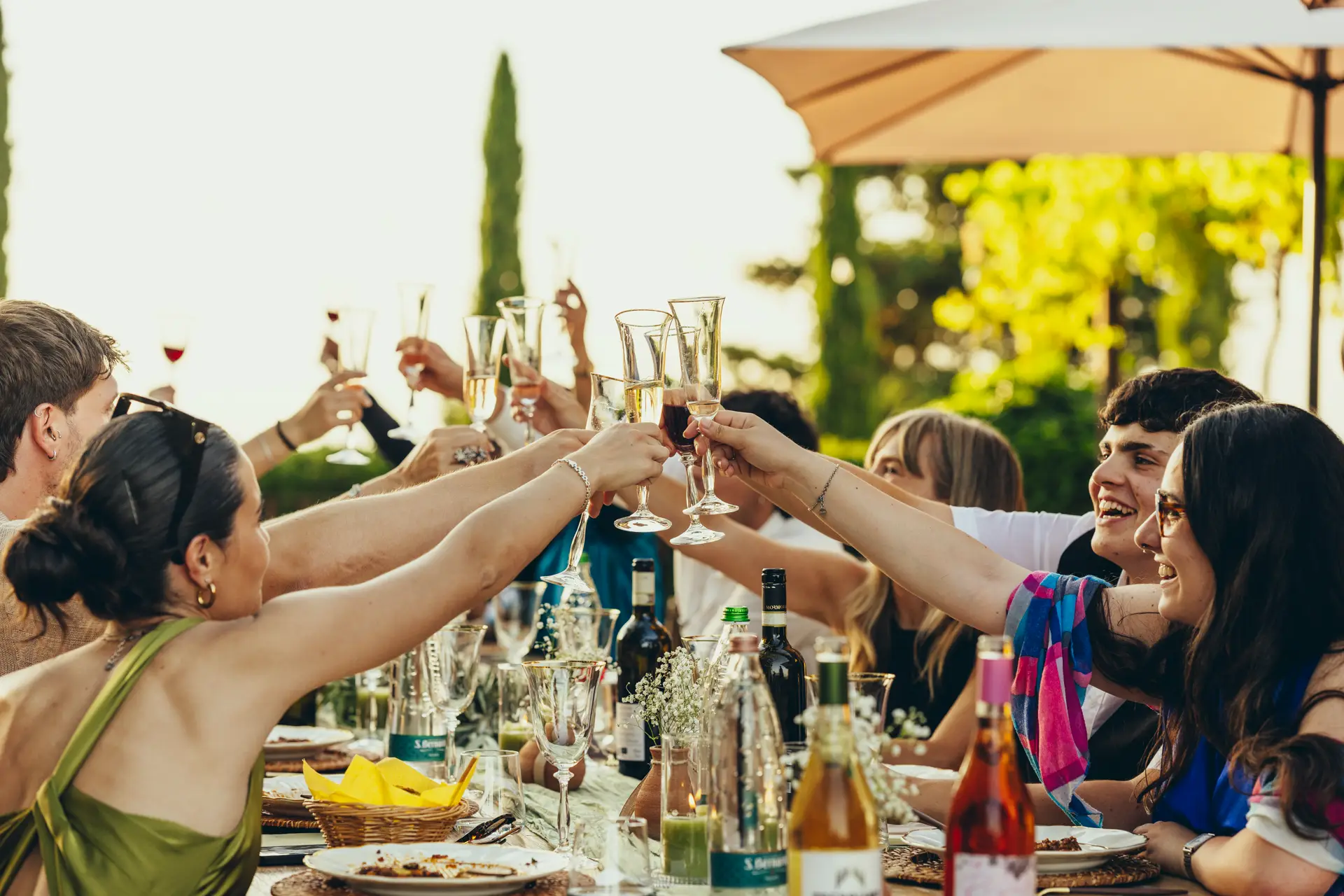 people toasting for a wedding