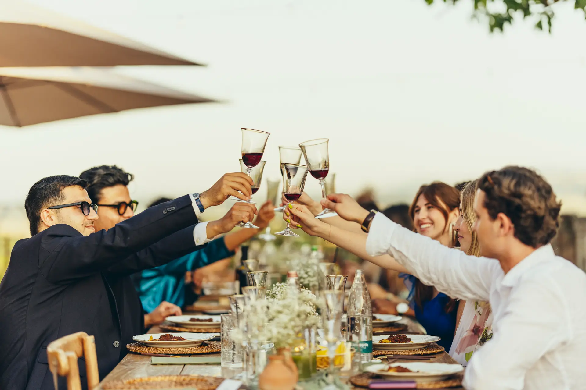 people toasting for a wedding