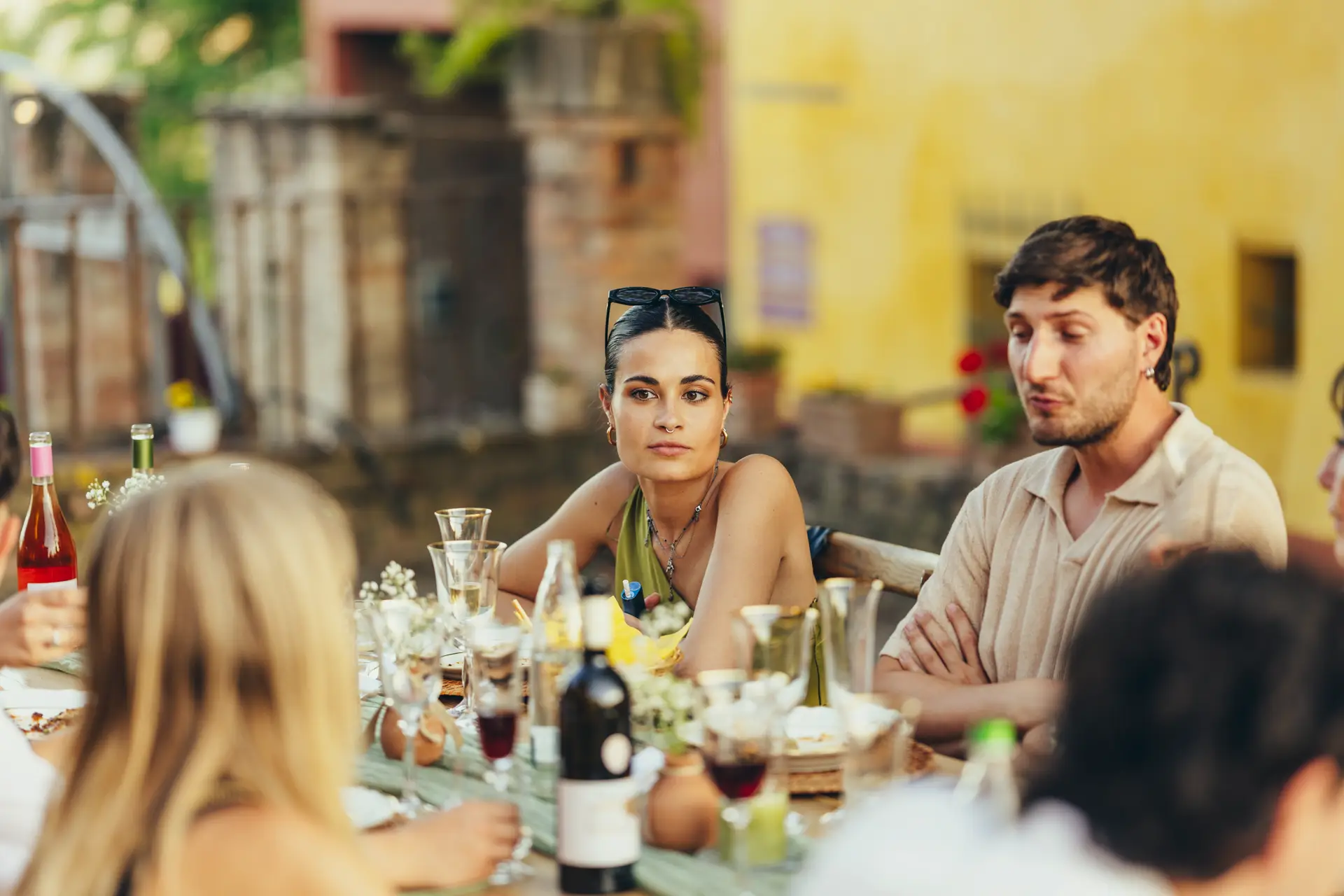 Guests seated at a table for a wedding