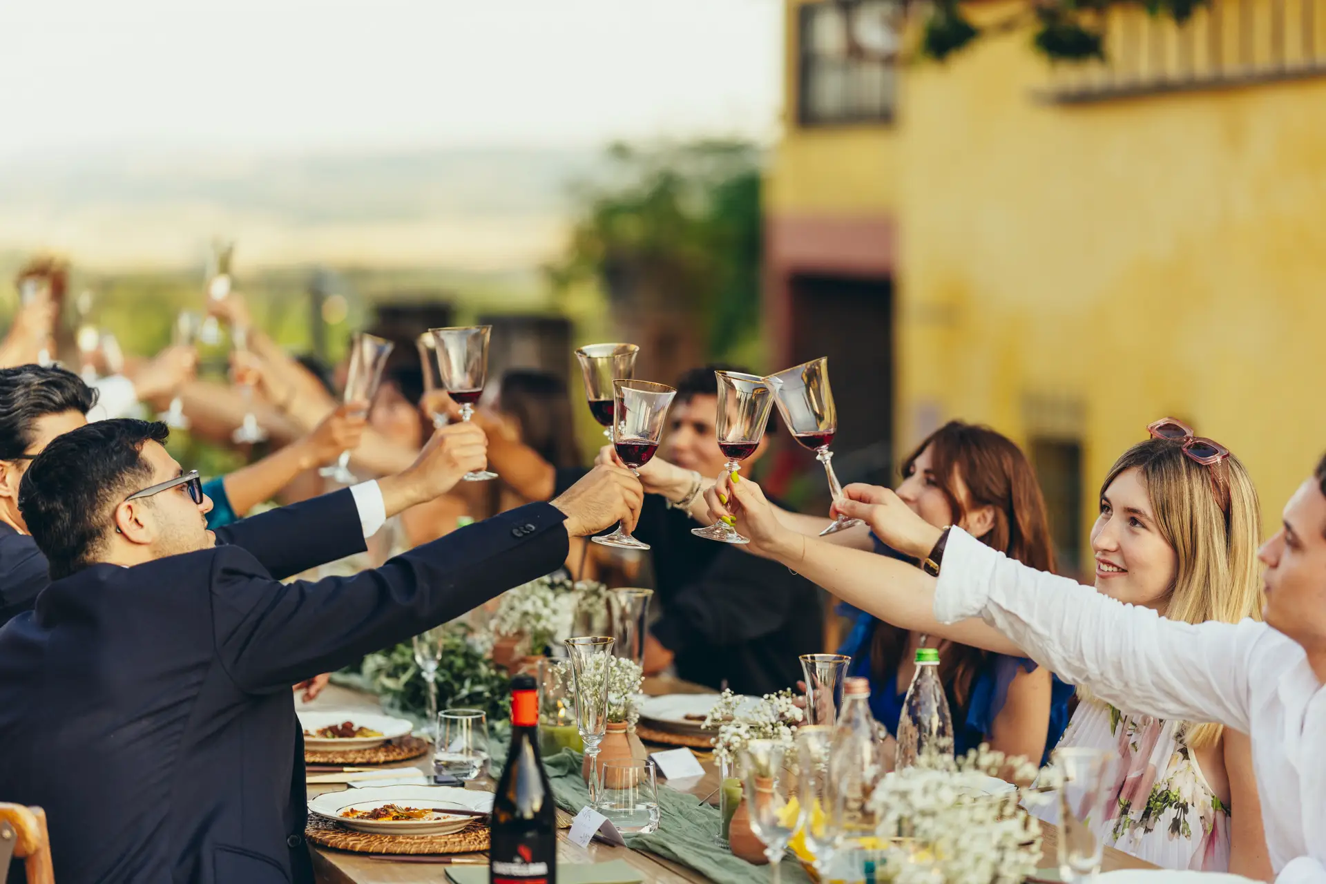 People toasting at a wedding
