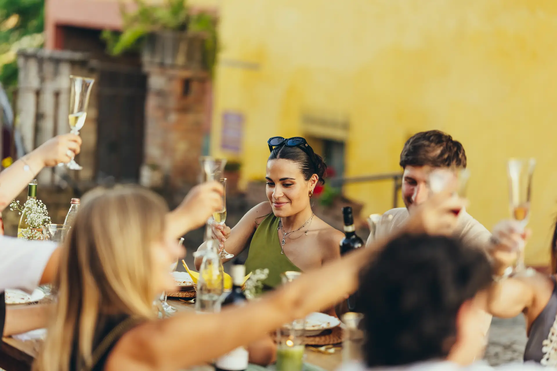 People toasting at a wedding